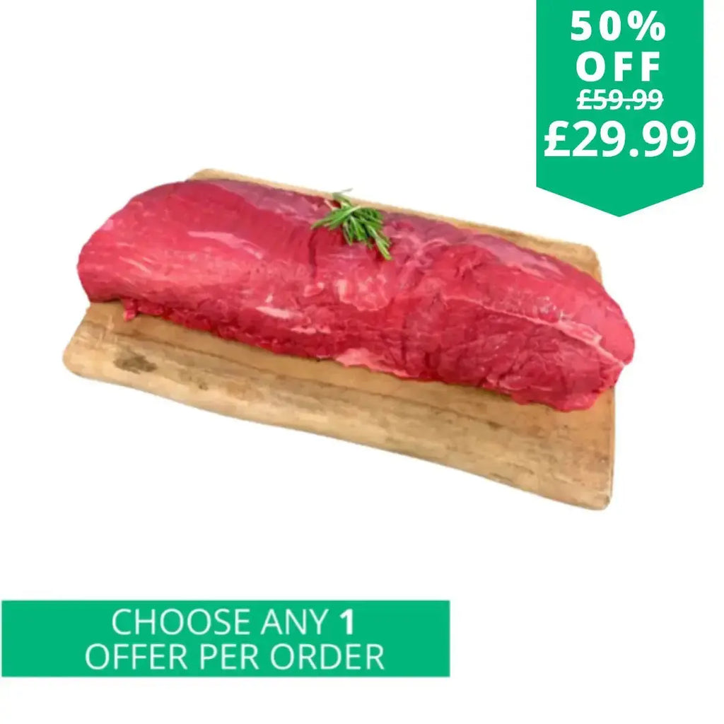 Prime Whole Irish Ultra Tender Beef Fillet 1.5-1.7kg  The Fat Butcher