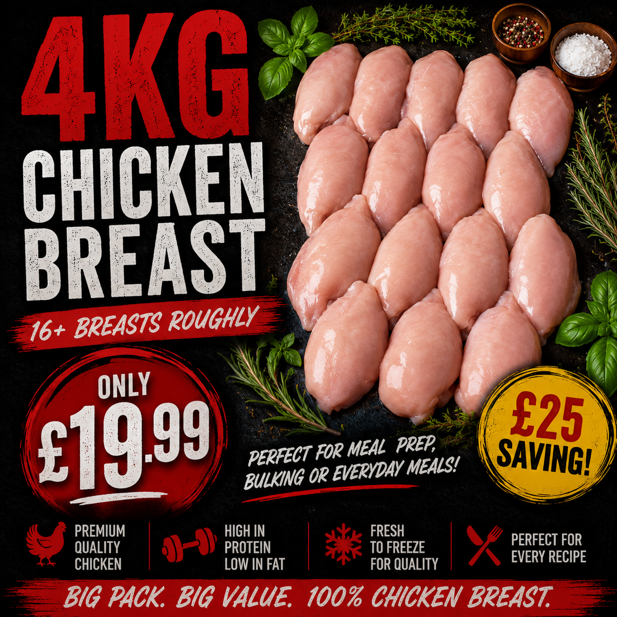 Chicken Breast Fillets 4kg pack under £20