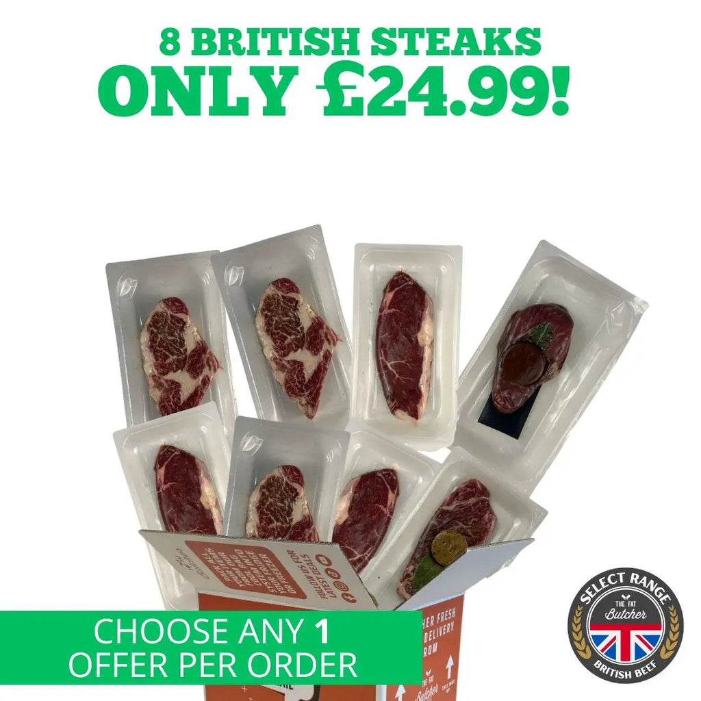 8 Premium British Steaks (2 Of Each Steak)  The Fat Butcher