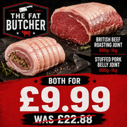 British beef joint with free stuffed pork belly joint