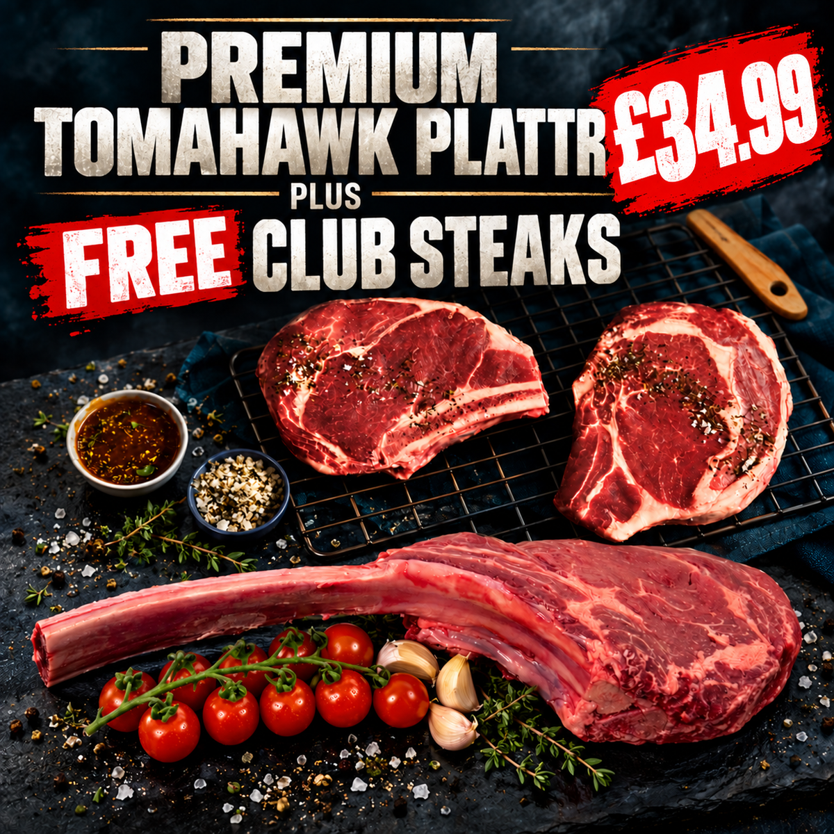 Premium Tomahawk Platter plus FREE Club Steaks