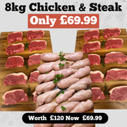 4kg chicken fillets & 4kg British Steaks