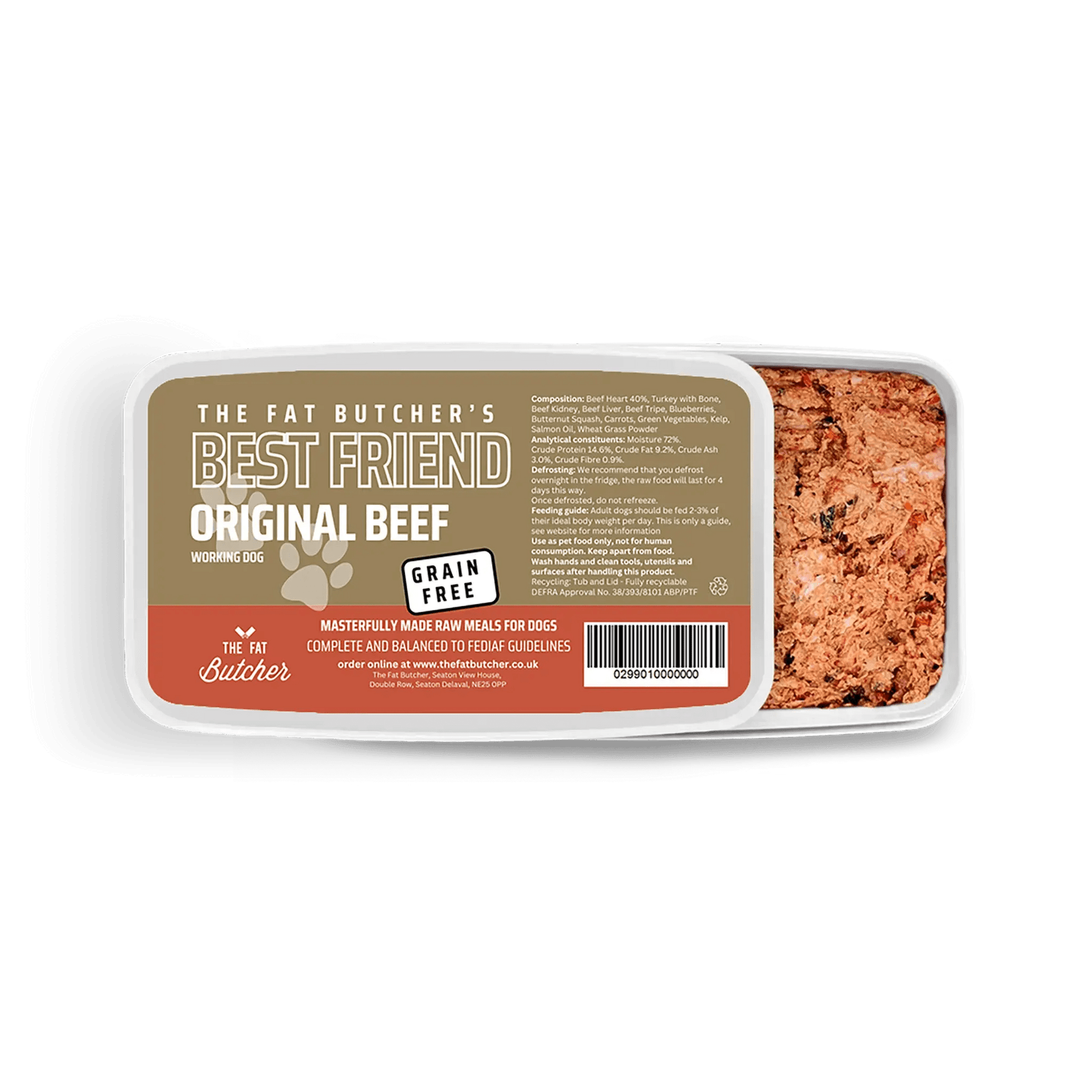 Fat Butcher's Best Friend Dog Food - Original Beef - 12x500g - The Fat Butcher
