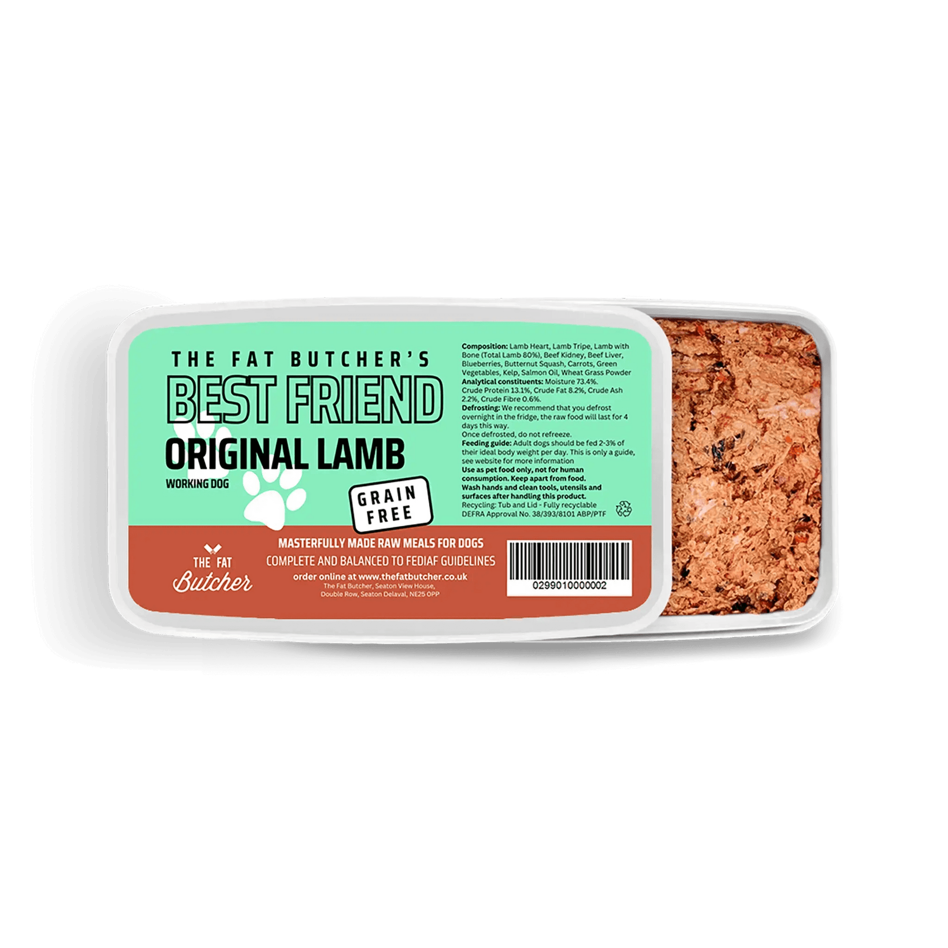Fat Butcher's Best Friend Dog Food - Original Lamb - 12x500g - The Fat Butcher