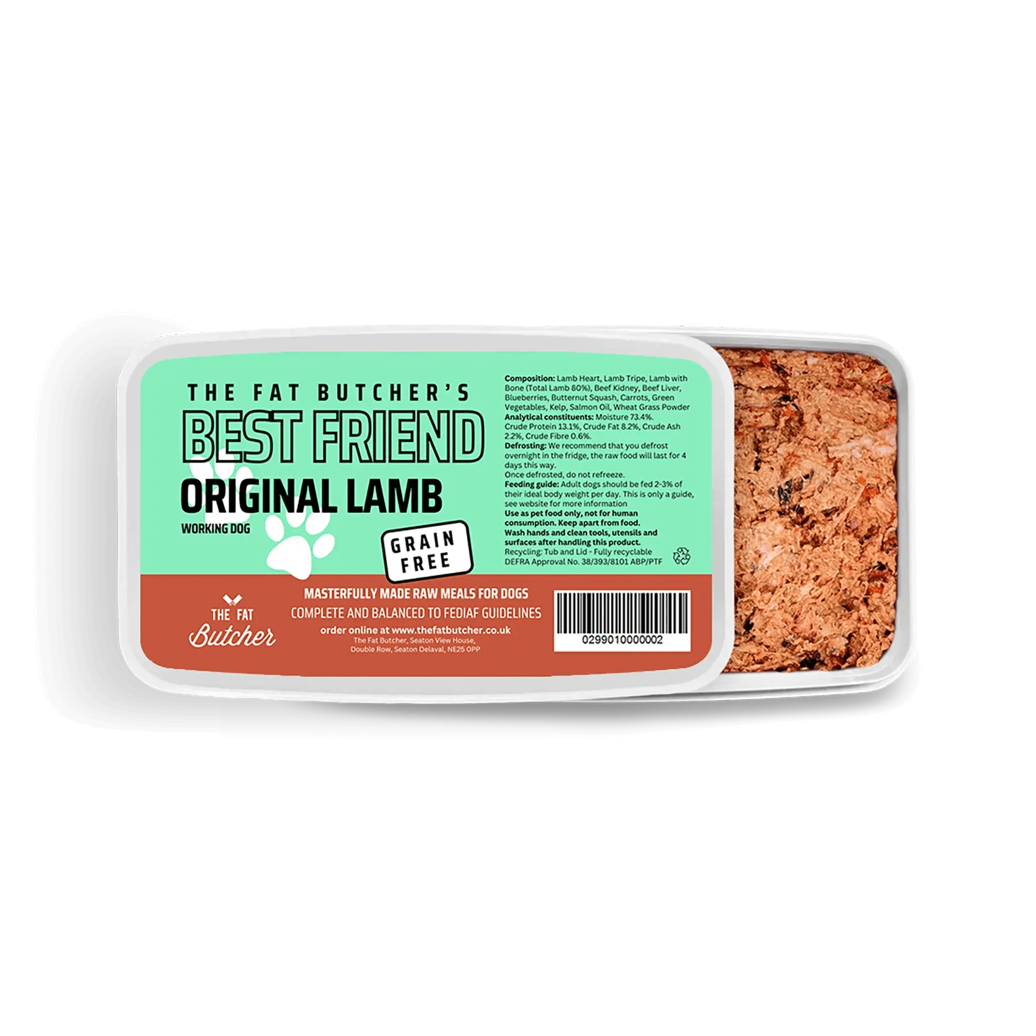 Fat Butcher's Best Friend Dog Food - Original Lamb - 12x500g - The Fat Butcher