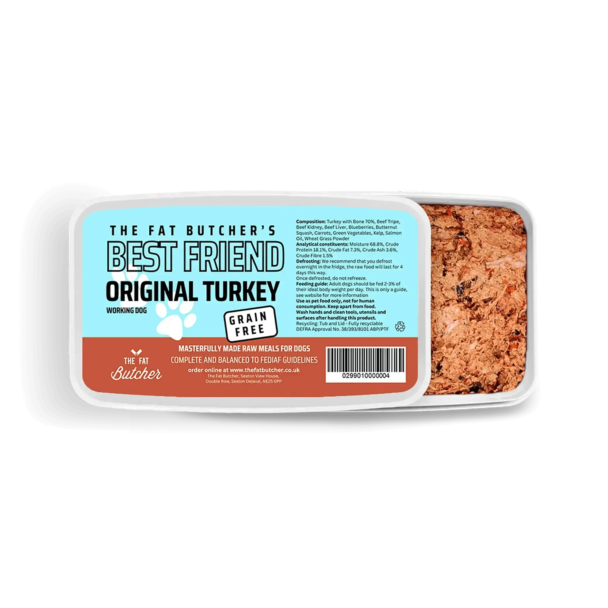 Fat Butcher's Best Friend Dog Food - Original Turkey - 12x500g - The Fat Butcher