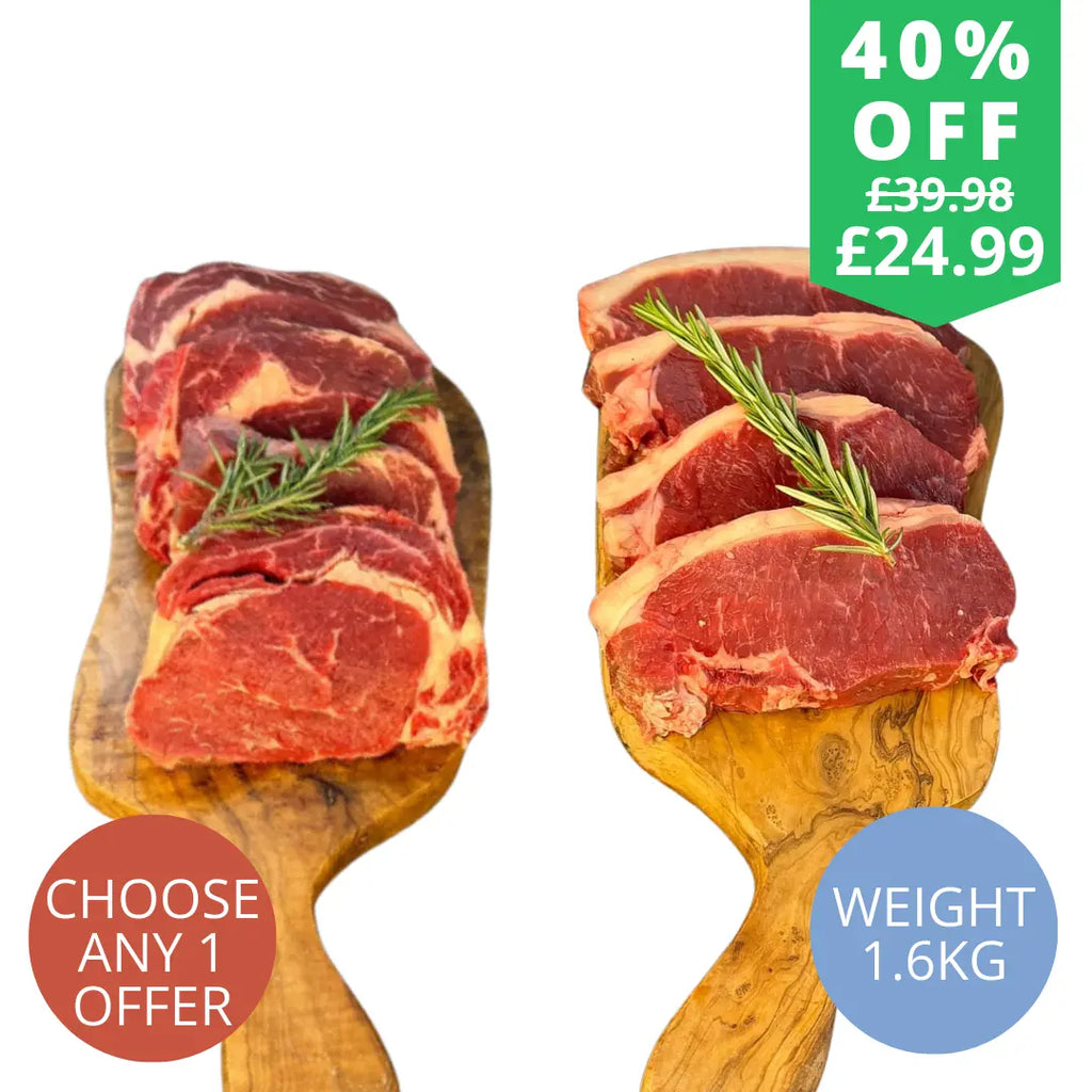 British Thick Cut Ribeye & Sirloin Steak Combo Offers