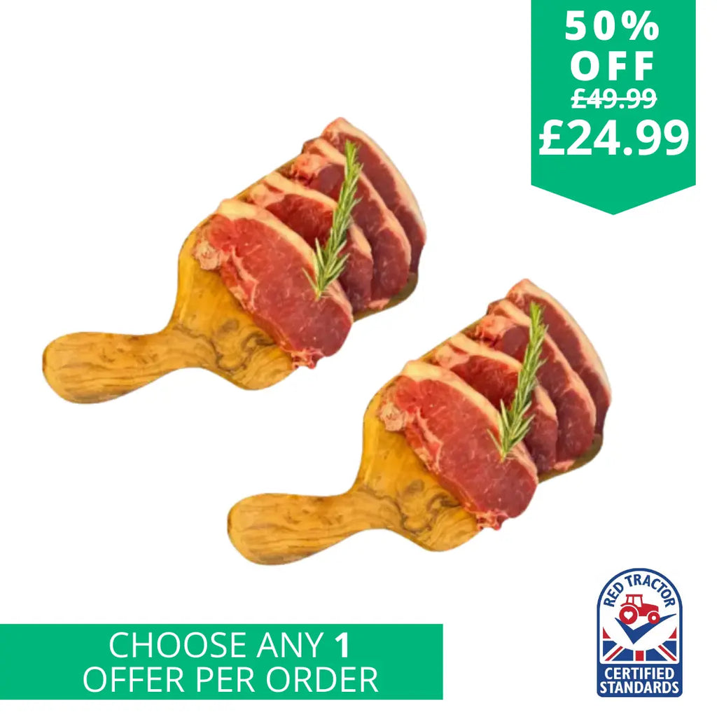 8 Red Tractor Sirloin Steaks (2 for 1) Offers