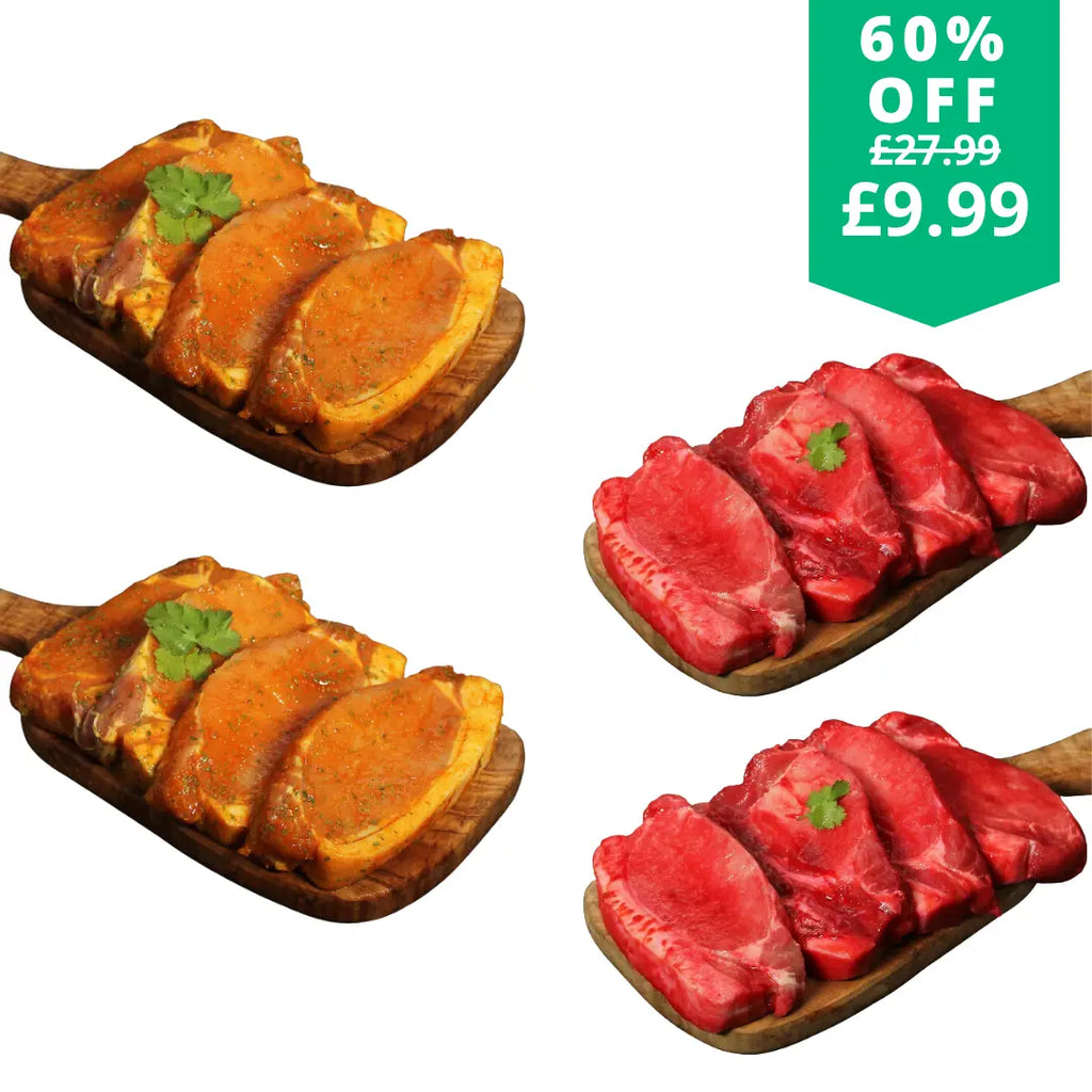 16 Thick Cut British Glazed Pork Loin Steaks Mixed Flavours  The Fat Butcher