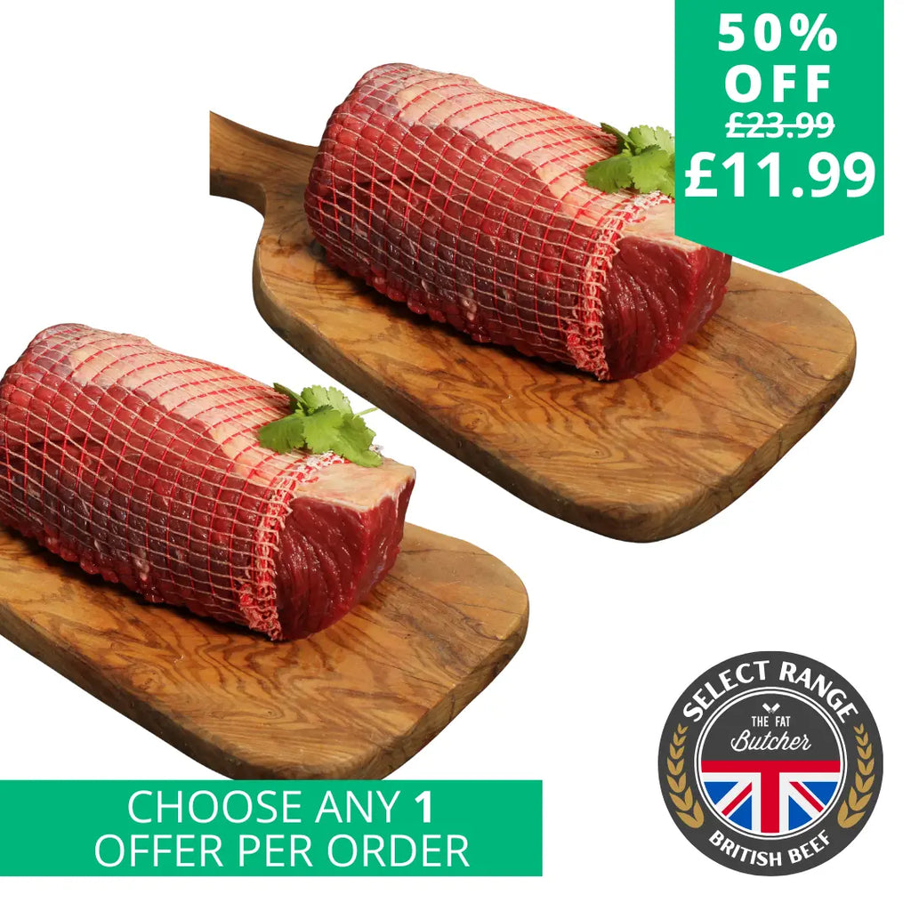British hand tied beef roasting joint (2 for price of 1)  The Fat Butcher