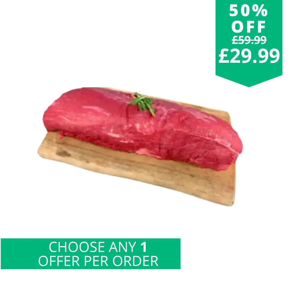Whole large grass fed beef fillet 1.3-1.5kg  The Fat Butcher
