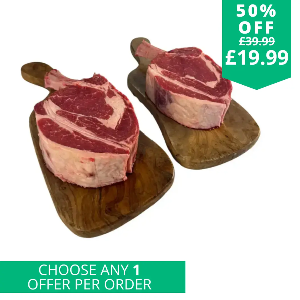 2 Big Daddy Ribeye on the bone Steaks  The Fat Butcher