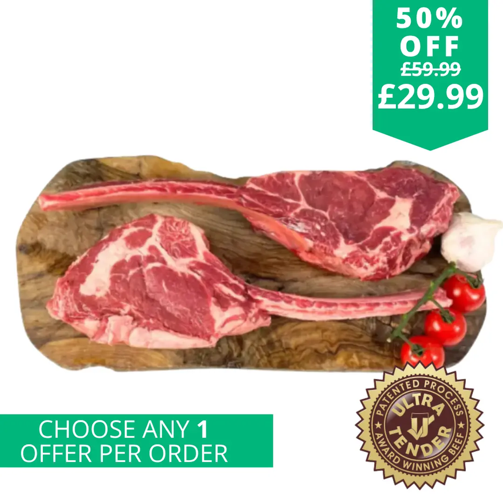 XL Irish Tomahawk steak 2-4-1  The Fat Butcher