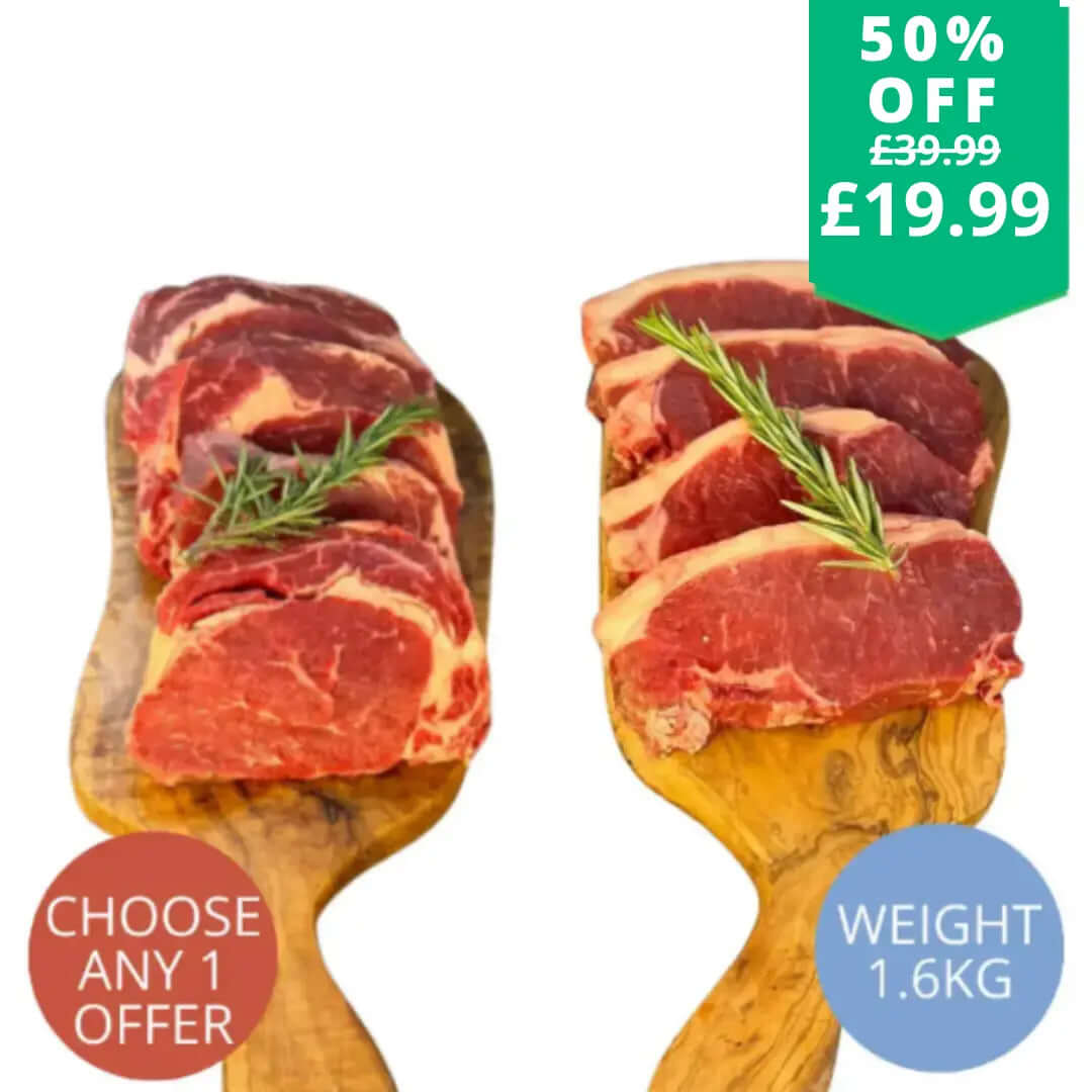 Thick Cut British Ribeye & British Sirloin Steak Combo - The Fat Butcher