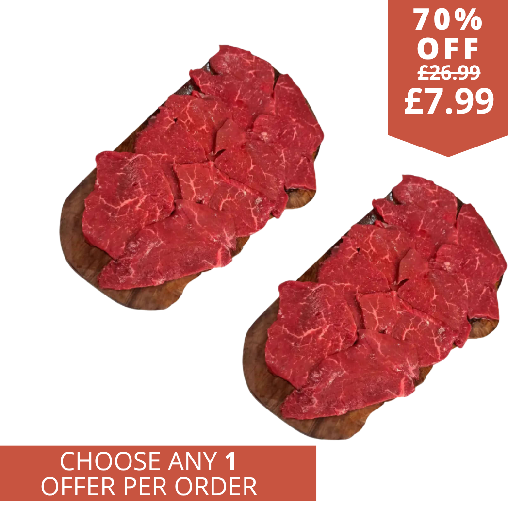 1kg mixed British retail packed steaks ribeye sirloin and rump