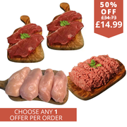 Half price Chicken and steak deal with free steak mince