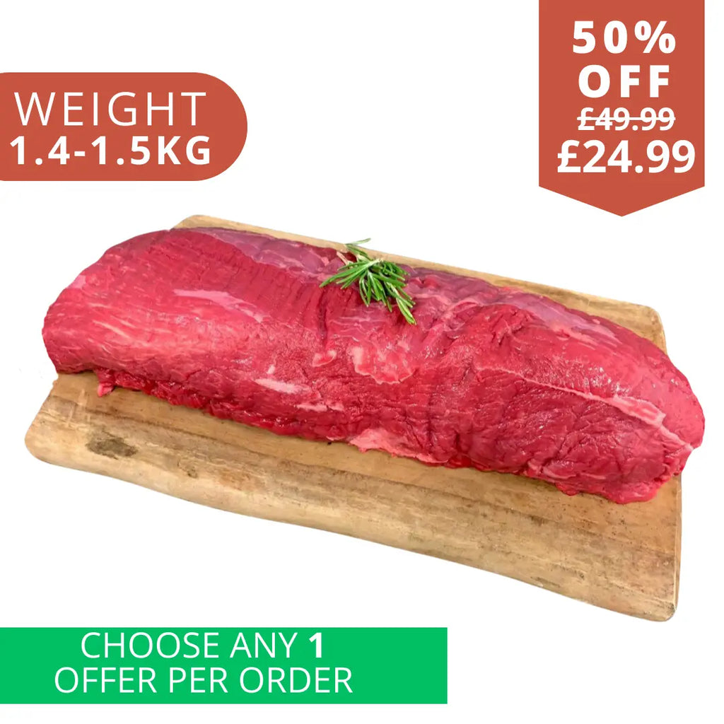Prime Whole British Beef Fillet 1.4kg Offers