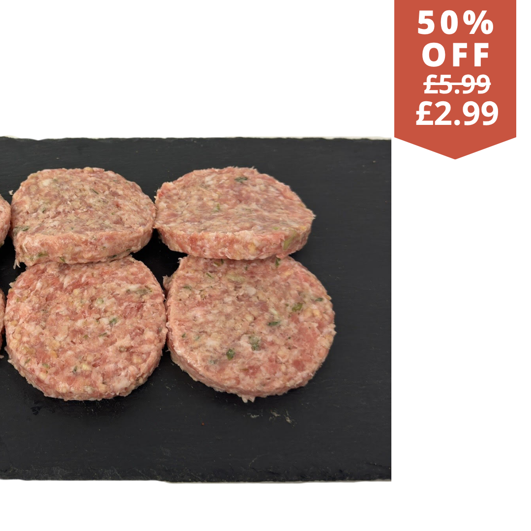 4 British pork and chilli burgers