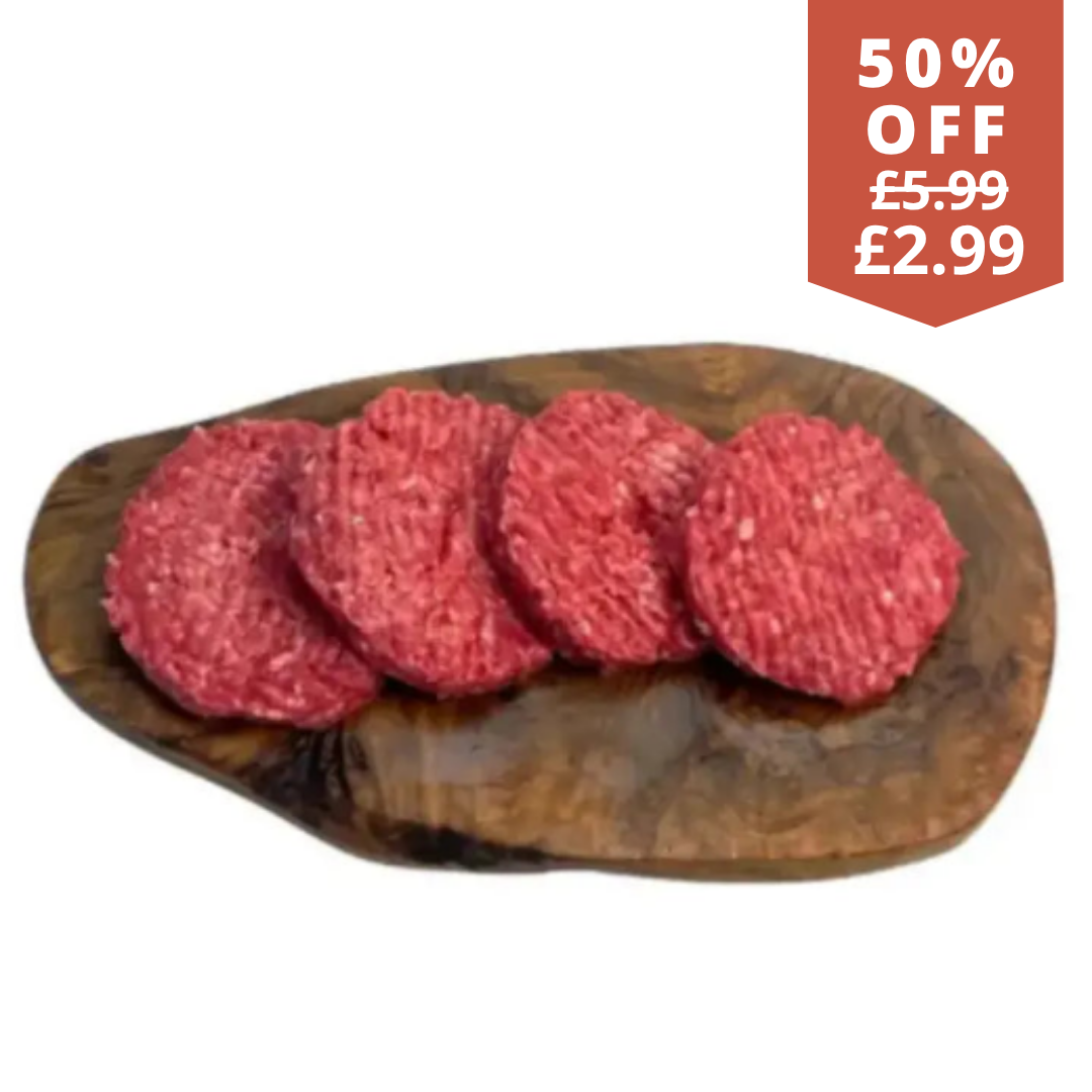 4 British beef burgers with a hint of chilli