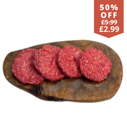 4 British beef burgers with a hint of chilli