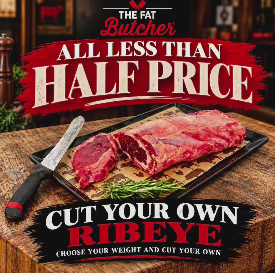 Load video: Scottish Cut Your Own Ribeye Steaks
