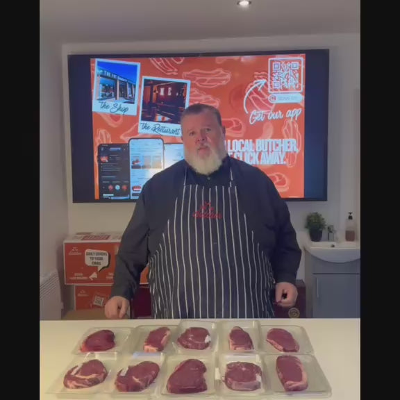 Load video: British Beef Mixed Retail Steaks 2kg
