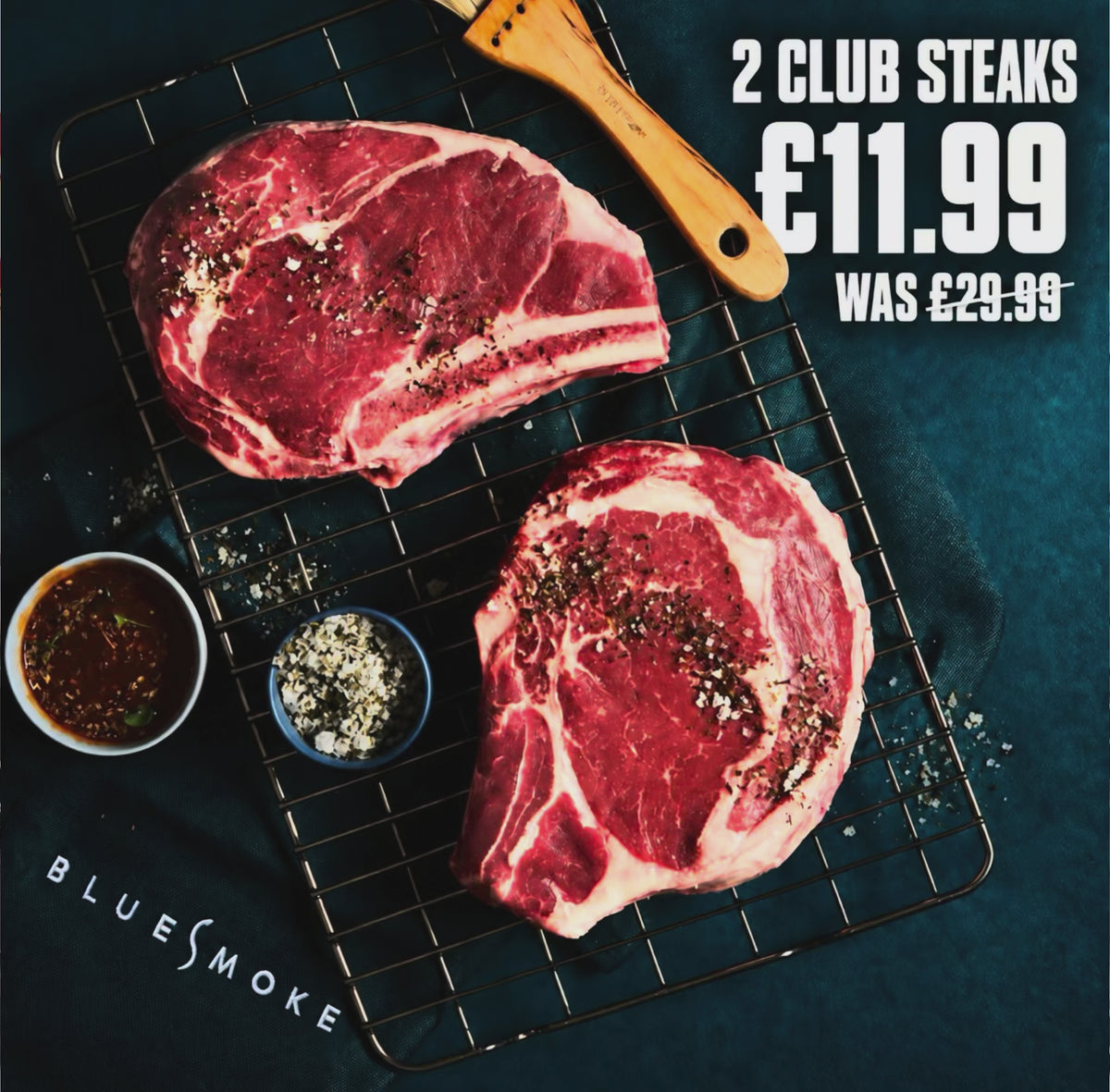 Load video: Blue Smoke Beef Club Steaks (2 for 1)