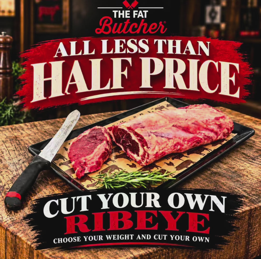 Load video: Scottish Cut Your Own Ribeye Steaks